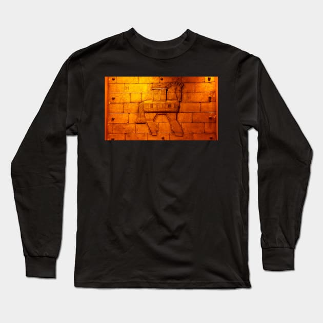 Trojan Horse Wall Carving Long Sleeve T-Shirt by mister-john